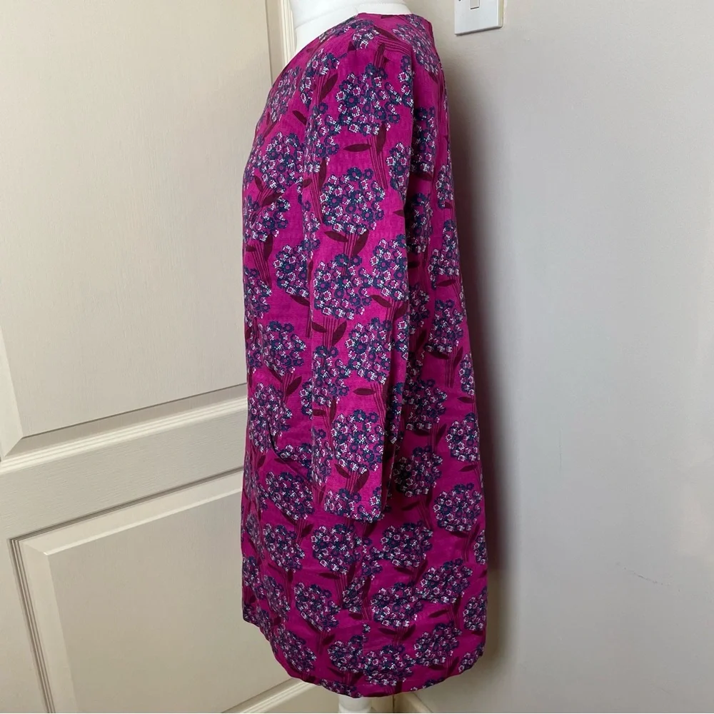 White Stuff Size 16 100% Cotton Perfect Pink Purple Vocal Floral Tunic ¾ sleeve - Picture 11 of 15